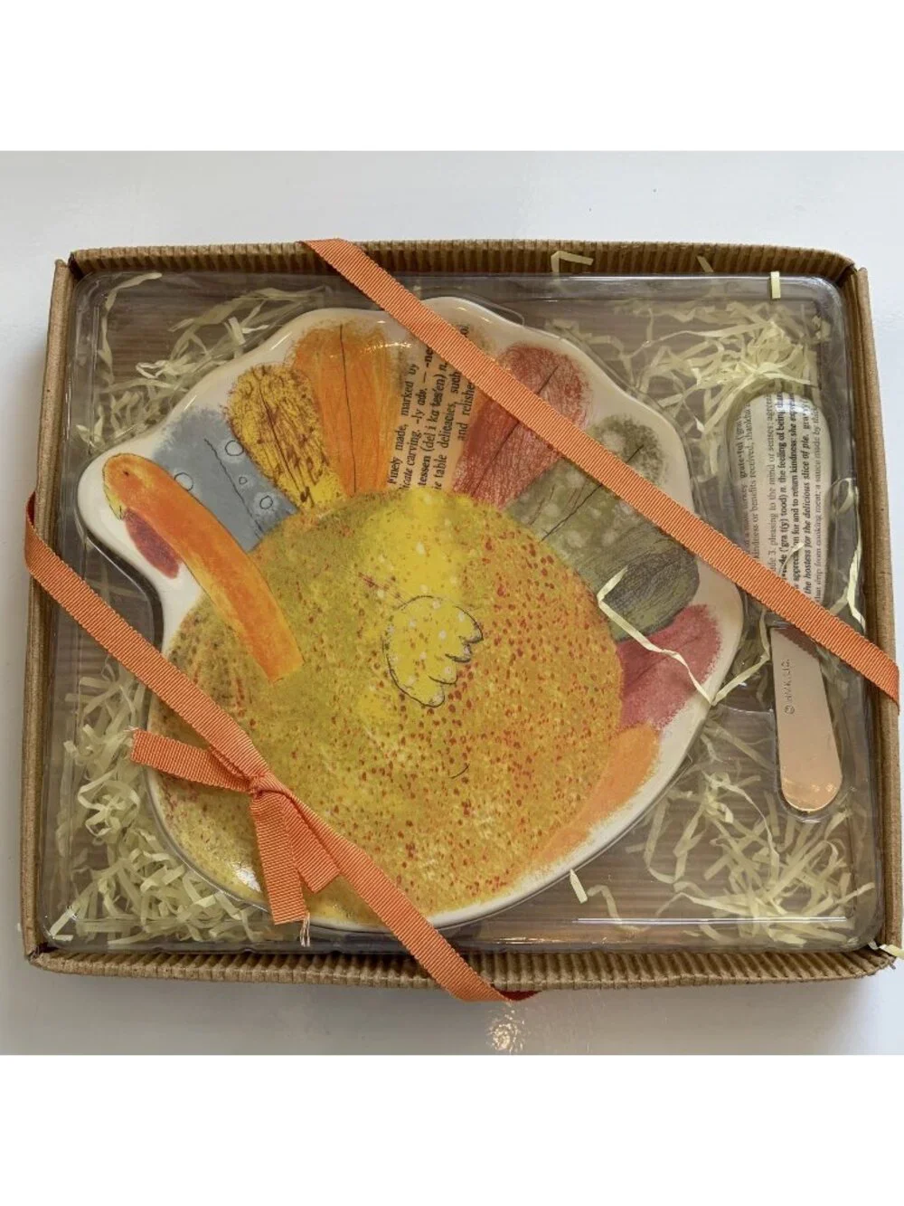 Hallmark Thanksgiving Turkey Serving Dish Spreader Set Ceramic NEW Fall Colors